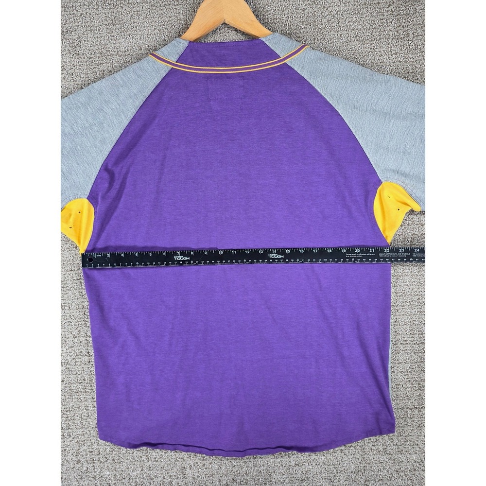 Vintage Starter Los Angeles Lakers NBA Baseball Jersey Mens Medium Purple Grey - Picture 6 of 7